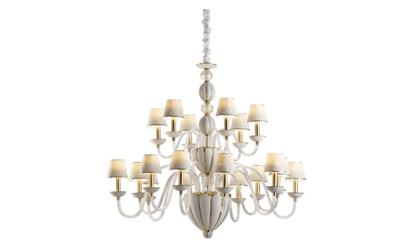 Amour Chandelier 18 Lights – White & Gold