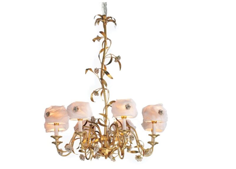 Camelia Chandelier – 8 Lights – Gold,White