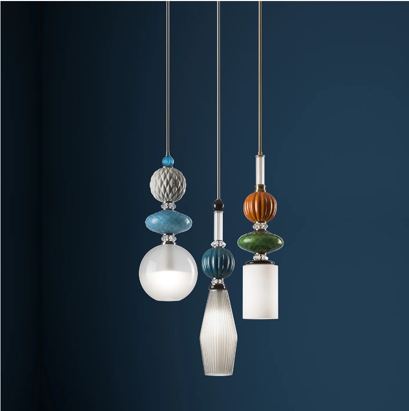 Divas Audrey Pendant Light – Pearl Grey & Turquoise - obrazek 2