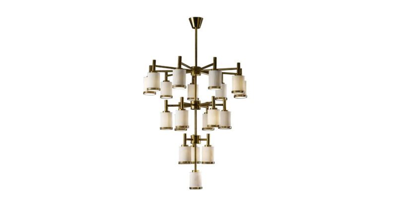 Gilda Large Chandelier – 19 Lights – White & Gold