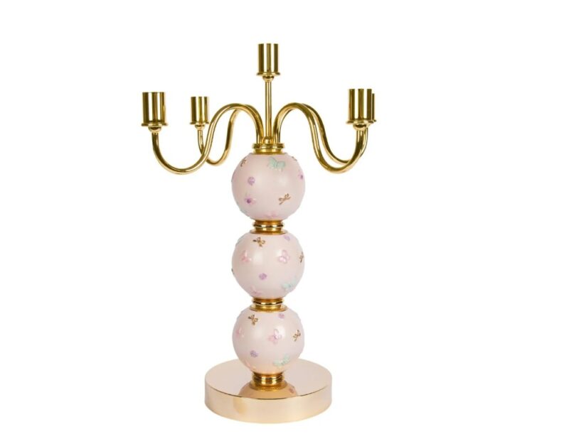 Butterfly Candelabra 5 Arms – Pink