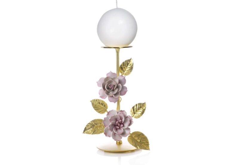 Marie-Antoinette Large Candle Holder – H. 27 Cm – Gold & Pink