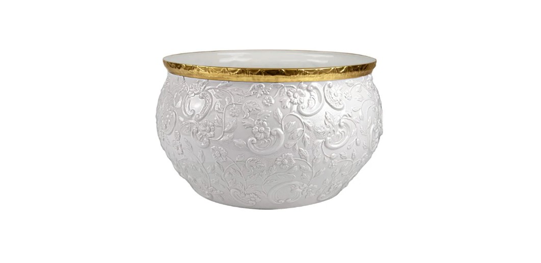 Taormina Small Cachepot - White & Gold