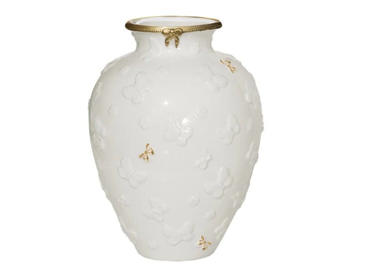 Butterfly Small Vase – White & Gold