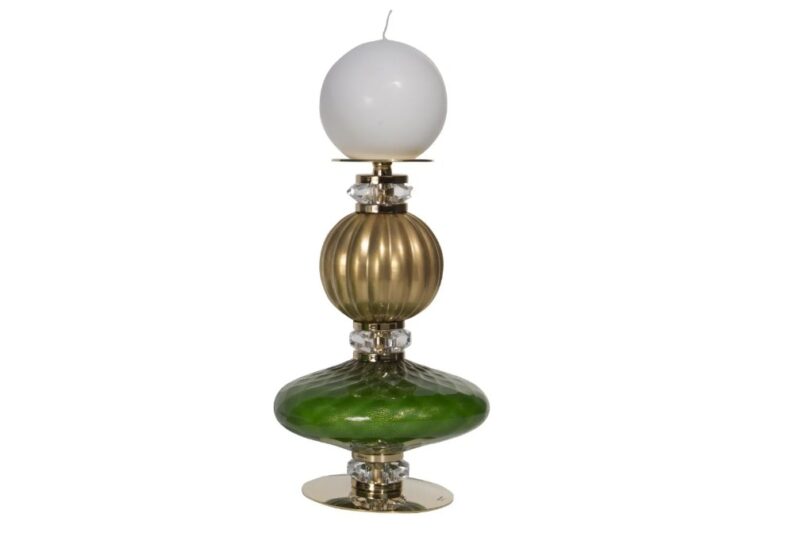 Diva Greta Medium Candle Holder – Green & Gold